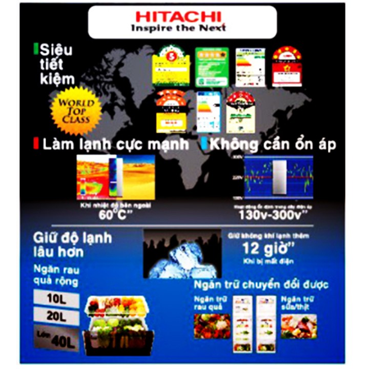 Tem dán tủ lạnh HITACHI tặng kèm băng keo 2 mặt, miếng dán trang trí tủ lạnh HITACHI