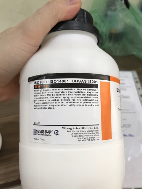 Tinh bột starch soluble CAS 9005-84-9 (C6H10O5)n lọ 500g hồ tinh bột