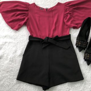 Jumpsuit đùi phối màu cột nơ eo HÀNG THIẾT KẾ