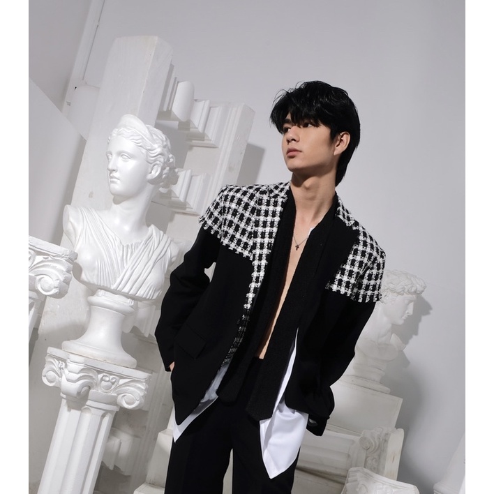 ÁO VEST ĐEN PHỐI TWEED K honista