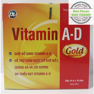 VITAMIN AD ( DƯỢC PHẨM PHÚC VINH - HỘP 100 VIÊN NANG MỀM)