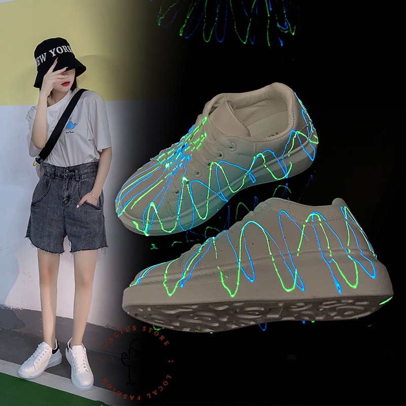 Giày thể thao nữ dạ quang phát sáng, Sneaker nữ dạ quang tự phát sáng