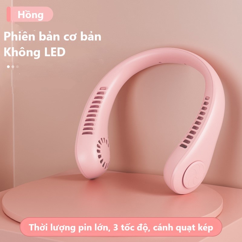 Quạt đeo cổ mini không cánh thổi 360 độ có 3 chế độ gió tuỳ chỉnh dung lượng pin lớn 3000mAh giao gẫu nhiên