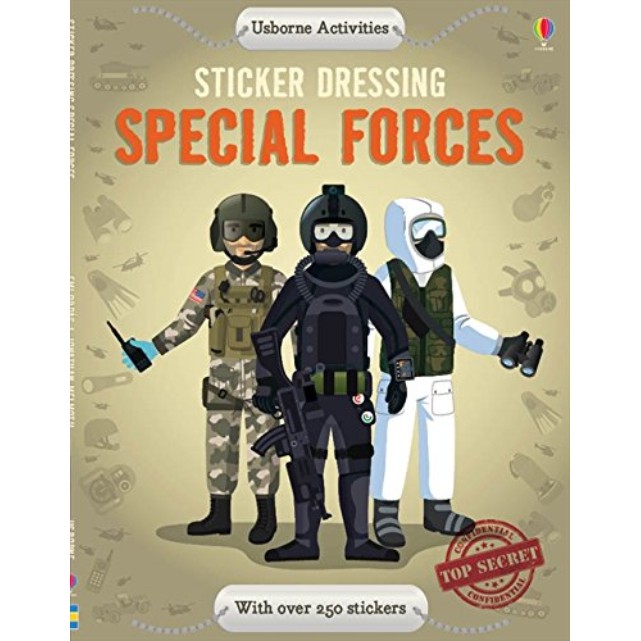 Sách Usborne - hình dán cho bé 6-8 tuổi Sticker dressing special forces