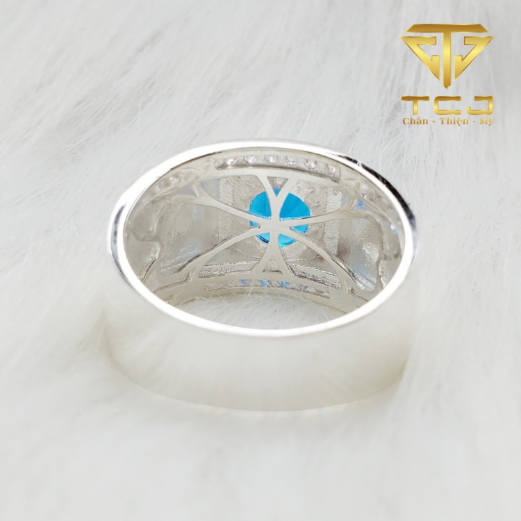 Nhẫn nam bạc ý 925 thiết kế 3D đính đá phong thủy sang trọng RM0049 Trang sức Toàn Cầu TCJ