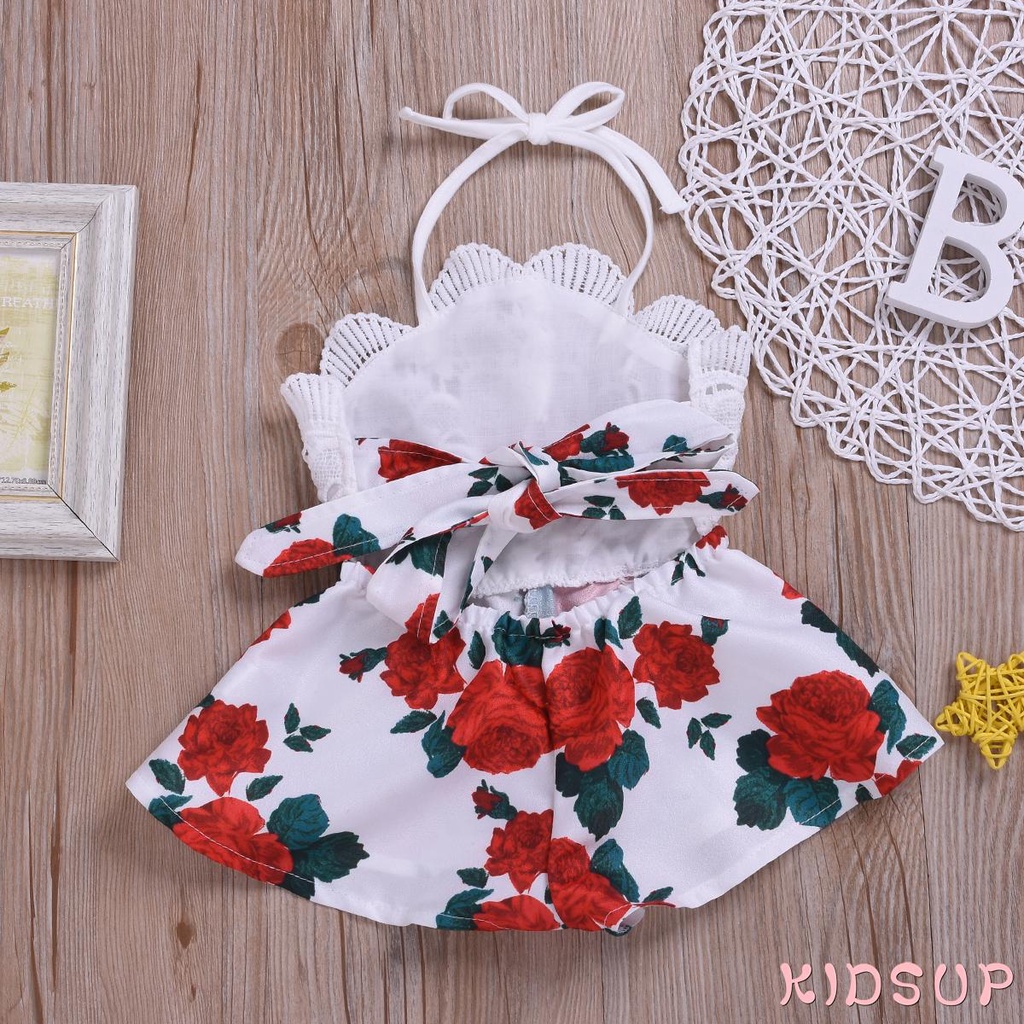 Bộ Áo Liền Quần Không Tay Phối Ren Ống Rộng Thời Trang Cho Bé