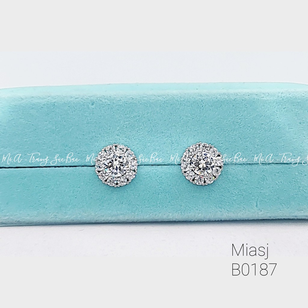 Bông (khuyên) tai BẠC Ý S925 BẠC THẬT XI KIM hột CZ nhân tạo cao cấp B0187 [Mi.A - Trang sức bạc]
