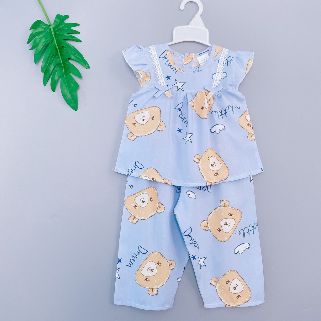 [6-27kg] Bộ quần áo trẻ em tay ngắn quần dài cánh tiên siêu yêu, Đồ bé gái tole lanh 2 da loại 1