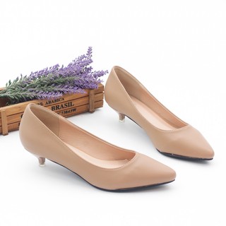 Giày Cao Gót 3cm Mũi Nhọn Gót Nhỏ Trơn Basic Pixie P074