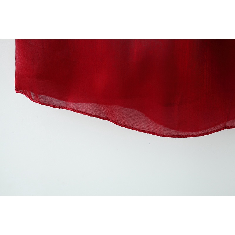 Đầm Công Chúa Vải Voan Cổ Tròn Đính Nơ Màu Đỏ Cho Bé Gái