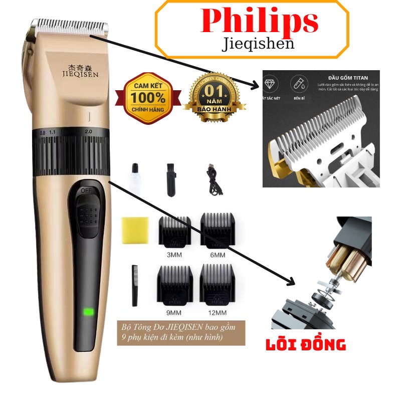 Tông Đơ Cắt Tóc Không Dây Gia Đình PHILIPS JIEQISEN KM-B09 - Tăng đơ cắt tóc Chuyên nghiệp Philips KM-BO9