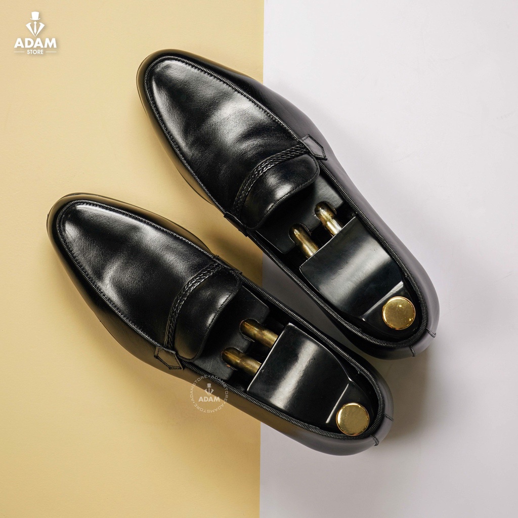 GIÀY DA NAM ADAM STORE ĐEN THỪNG KÉP M1L17D