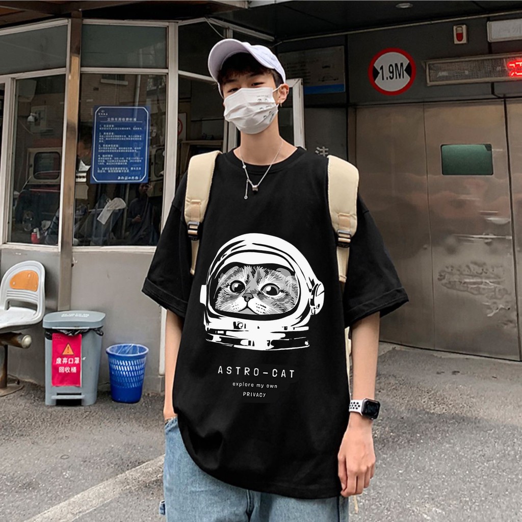 Áo thun tay lỡ  ASTRO CAT  phông Unisex nam nữ tee oversize form rộng pull Ulzzang Streetwear Hàn Quốc vải mềm