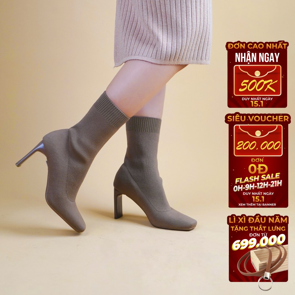 Bốt nữ cao cổ  chun ôm co giãn boot nữ gót 7cm giày vnxk - Kimystore
