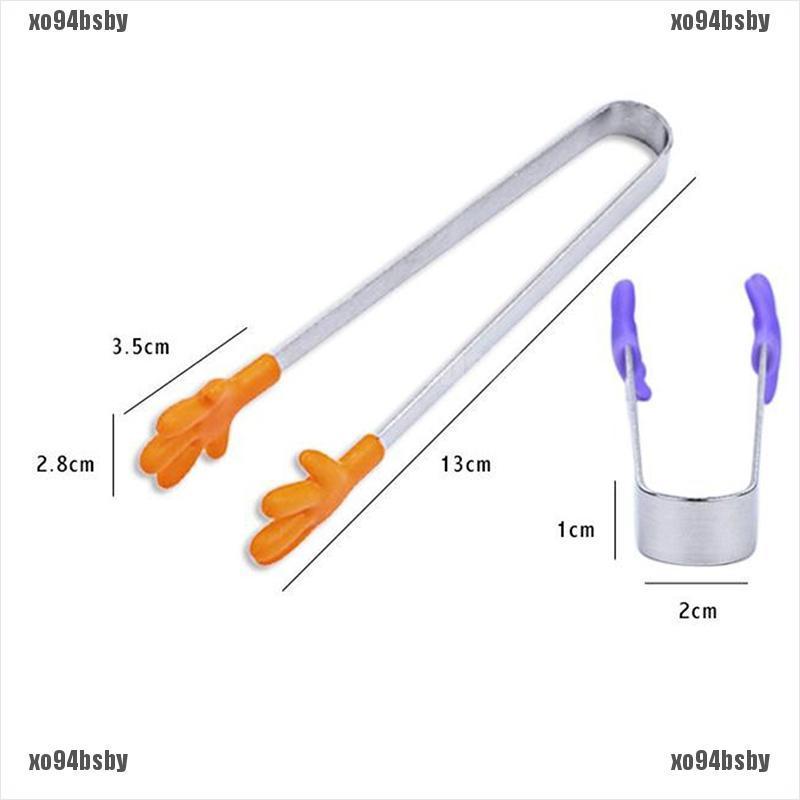 [xo94bsby]Stainless steel food clip hanging silicone tongs vegetable fruit salad