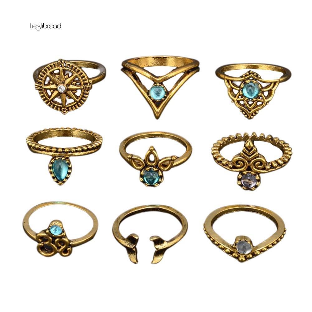 Bộ 9 nhẫn dành cho nữ đính đá thời trang và quý phái