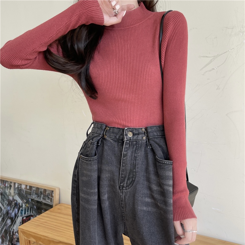 Áo sweater tay dài cổ lọ phong cách thời trang Hàn Quốc cho nữ