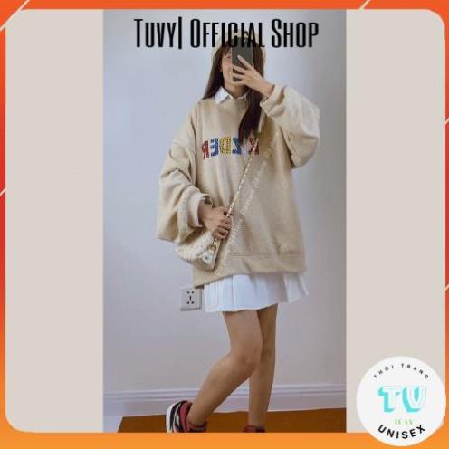 Áo nỉ nữ cổ tròn TUVYSHOP  Áo Sweater Nỉ Bông Nam Nữ Form Rộng Unisex Chất Nỉ Ngoại Mềm Mịn, Không Xù nhiều màu SW01