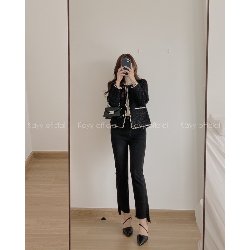 Áo khoác dạ tweed dáng vừa có lót _ k6953 ( ảnh thật ) | BigBuy360 - bigbuy360.vn