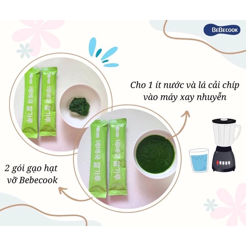 Gạo hạt vỡ hữu cơ 3 bước cho bé Bebecook Hàn chia độ thô theo tháng