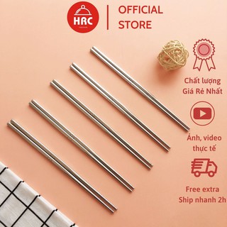 Đũa inox 304 ăn cơm xịn an toàn chống trơn trượt đầu tròn (1 đôi)