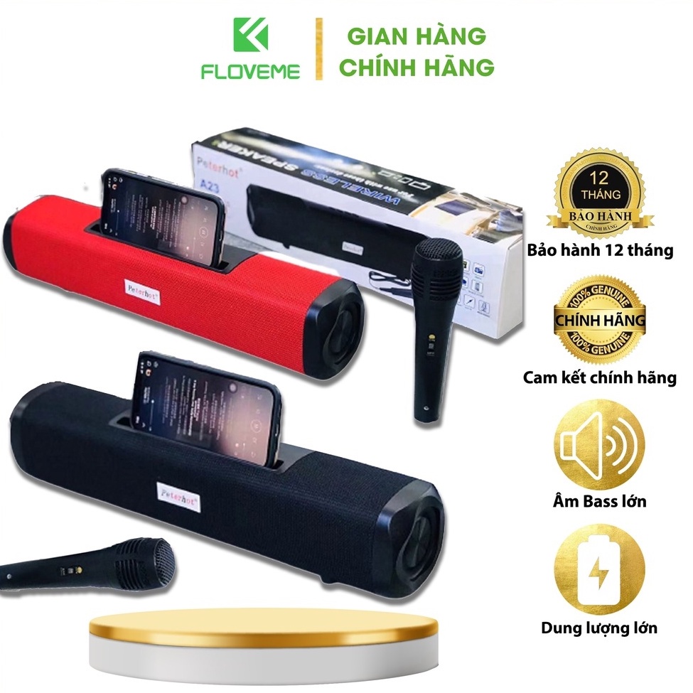 Loa bluetooth Karaoke FLOVEME A23 , Công suất lớn loa không dây có mic âm thanh nổi 360, Âm bass khỏe