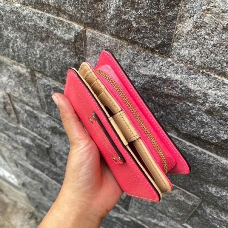 TNS-Ví ngắn cầm tay có ngăn tiền dài Kate spade-chất da mềm xịn sò-tone màu sáng