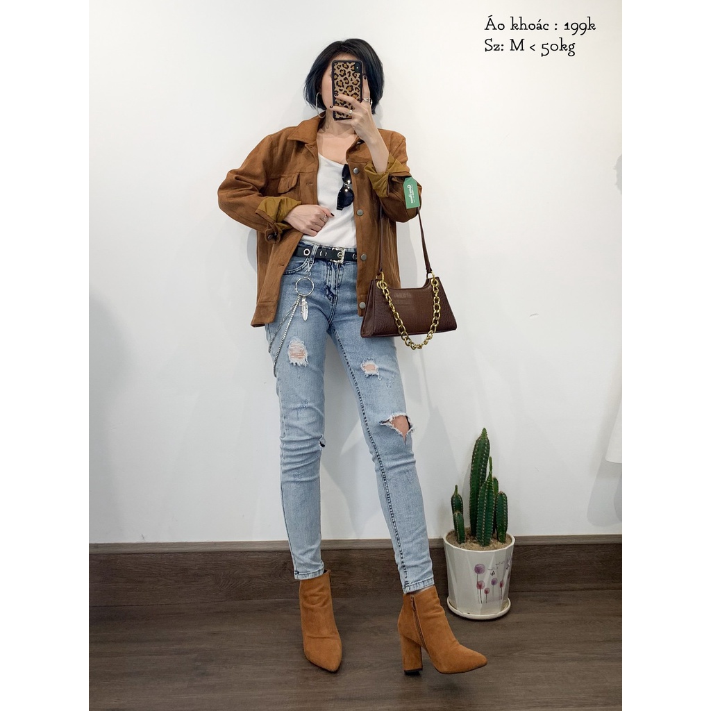 Khoác da lộn lót lông 2hand