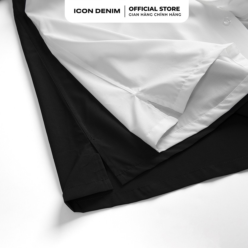 Áo Sơ Mi Nam ICON DENIM Tay Ngắn Cổ Vest Phối Lơ-Vê Relaxed-Fit | BigBuy360 - bigbuy360.vn