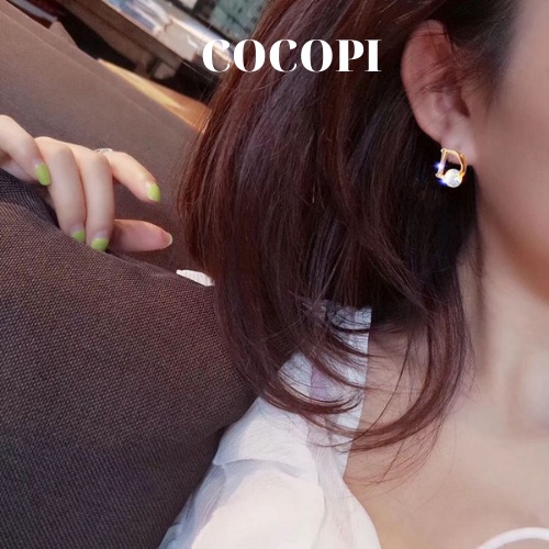 Bông Tai, Khuyên Tai chữ D đính đá cao cấp phong cách sang trọng COCOPI Accessories - BT041