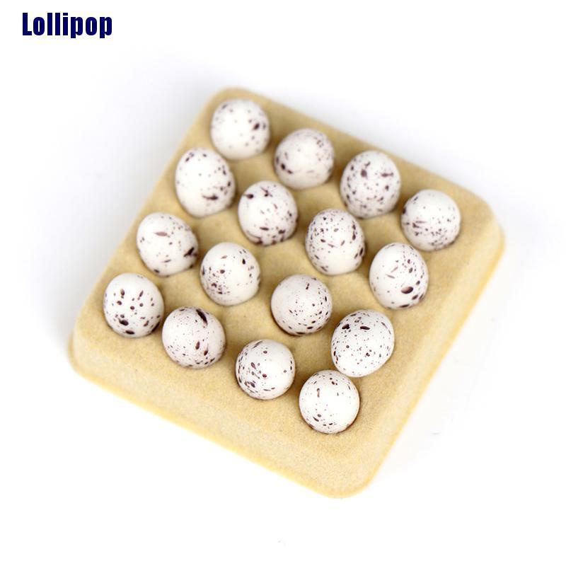 Bộ 16 trứng và khay đựng đồ ăn tỉ lệ 1: 12 cho nhà búp bê