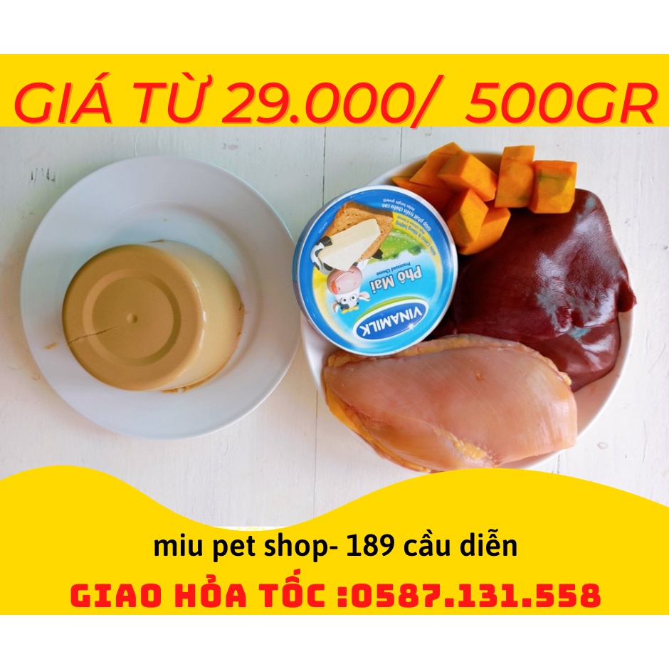 Pate mèo, pate tươi chó mèo,pate chó, pate mèo - pate gà ,cá, Hỗn hợp , bò cho Chó Mèo 500gr MIU PET SHOP ship hỏa tốc