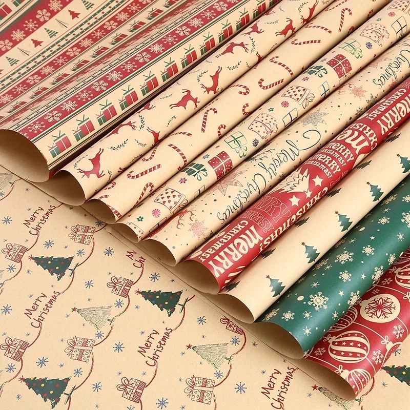 Giấy gói quà họa tiết giáng sinh 70*50cm dùng để trang trí thủ công
