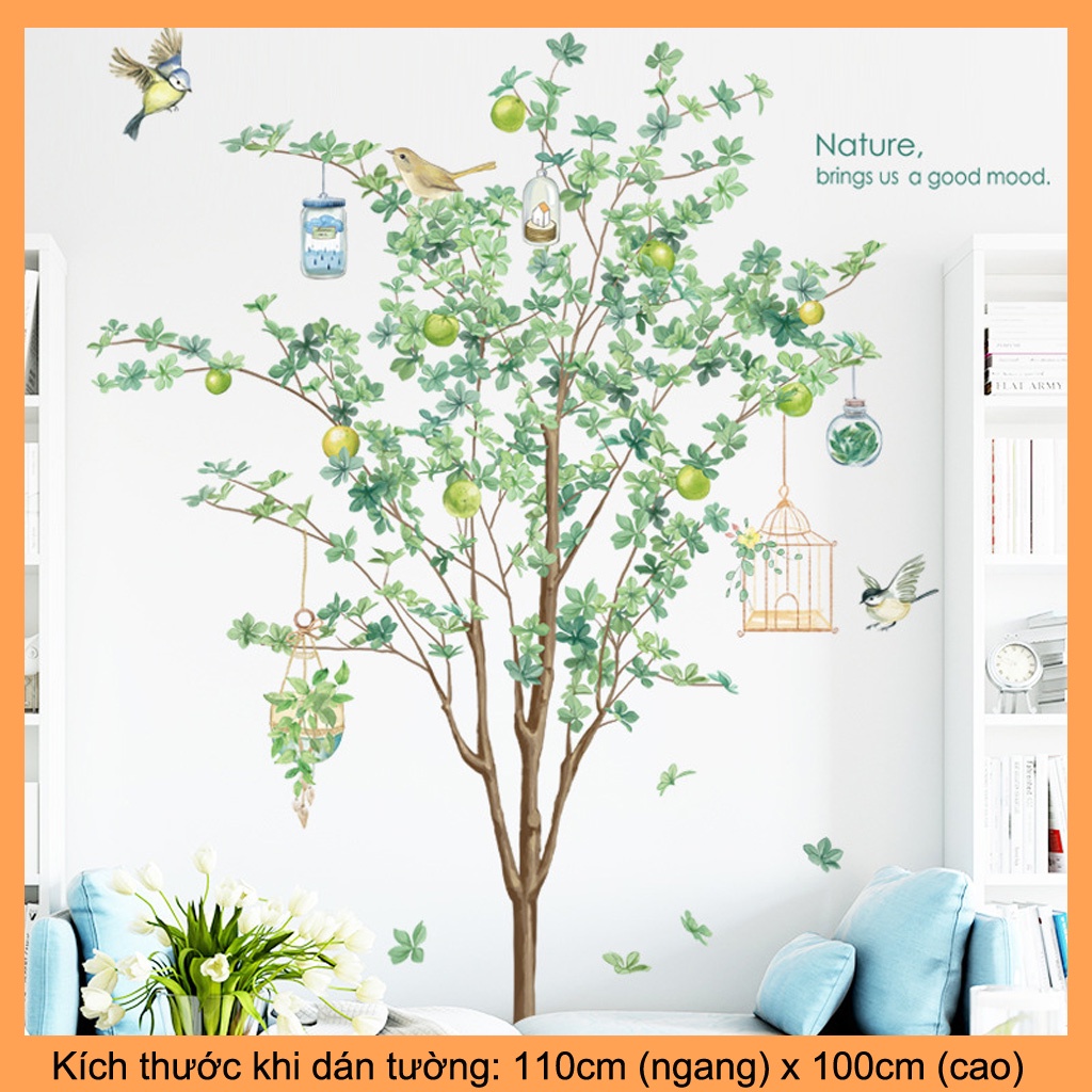 Decal dán tường, tranh dán tường canh xanh trang trí nhà cửa C84