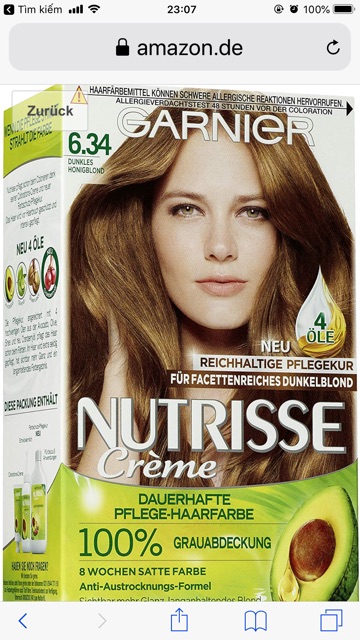 Kem nhuộm tóc GANIER NUTRISSE thảo dược phủ bạc 100%