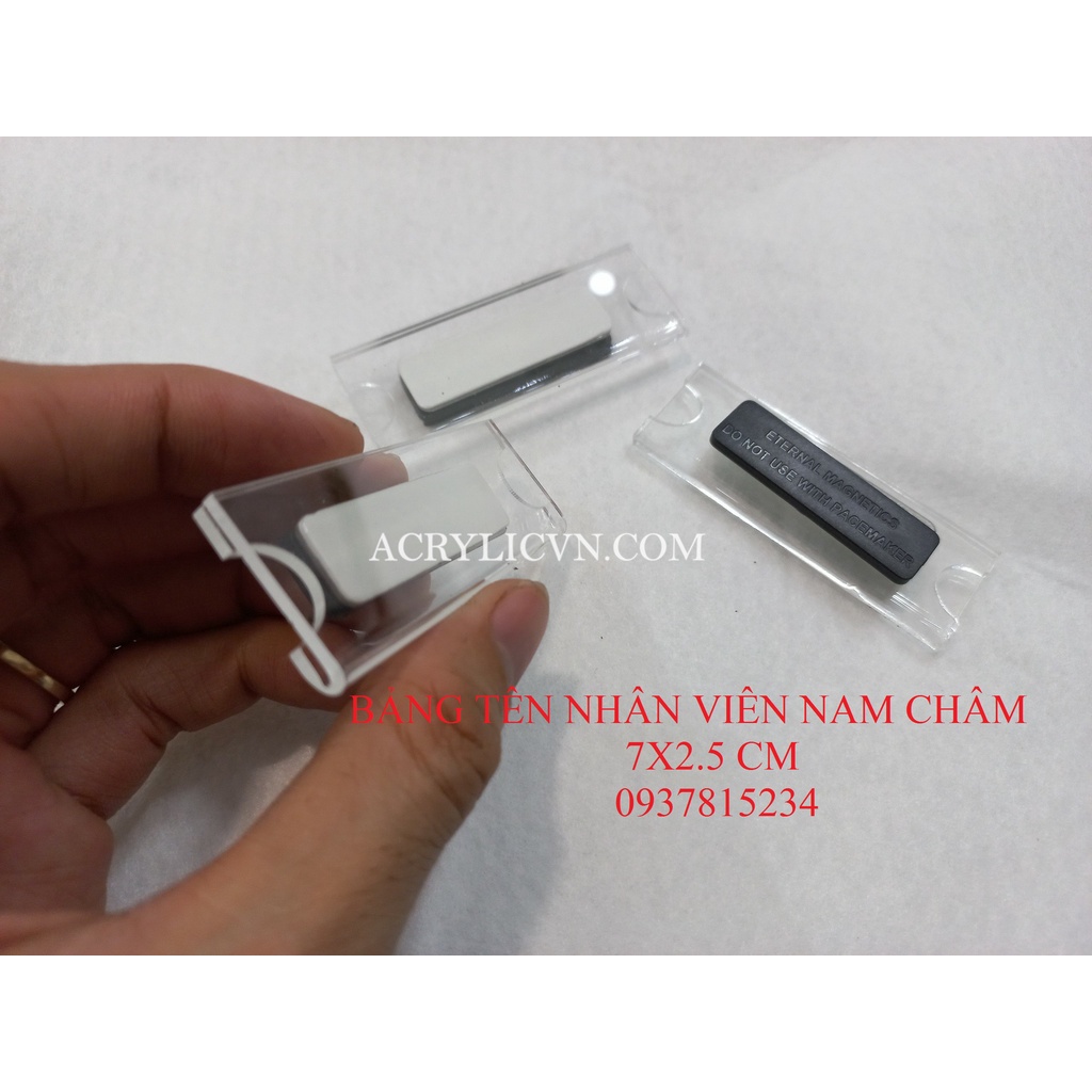 Bảng tên nam châm cài áo-Bảng tên cài áo bằng mica - Bảng tên nhân viên gắn nam châm