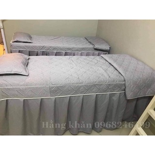 Set chăn ga gối spa,thẩm mỹ viện poly cotton màu ghi xám