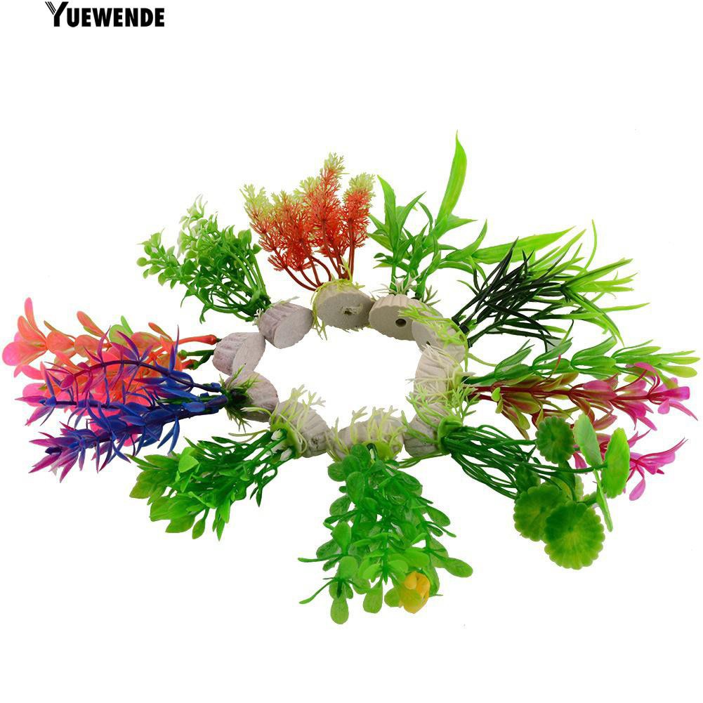 Bộ 10 cỏ nhân tạo bằng nhựa trang trí cho bể cá