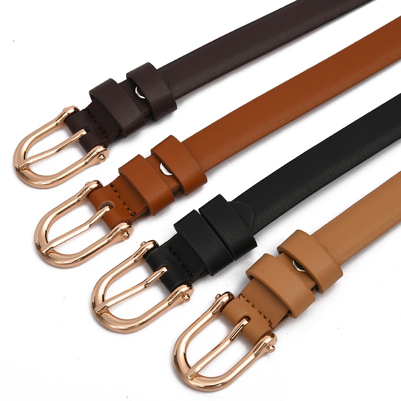 Thắt lưng nữ Ulzzang mặt màu vàng bản nhỏ 1.8cm (Hỗ trợ bấm, cắt dây nịt) TL129 - Thắt Lưng Giá Tốt