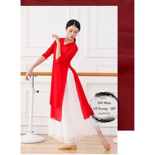 [Hàng có sẵn] Áo múa dài cổ chữ V 6 mảnh