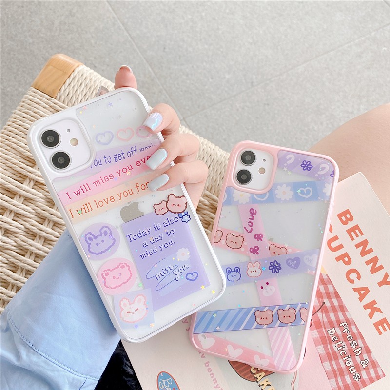 Ốp lưng iphone - Ốp iphone Kim tuyến Tape Bear 6/6s/6plus/6splus/ 7plus/ 8plus / x /xs /xs max /11 /11 promax DT03