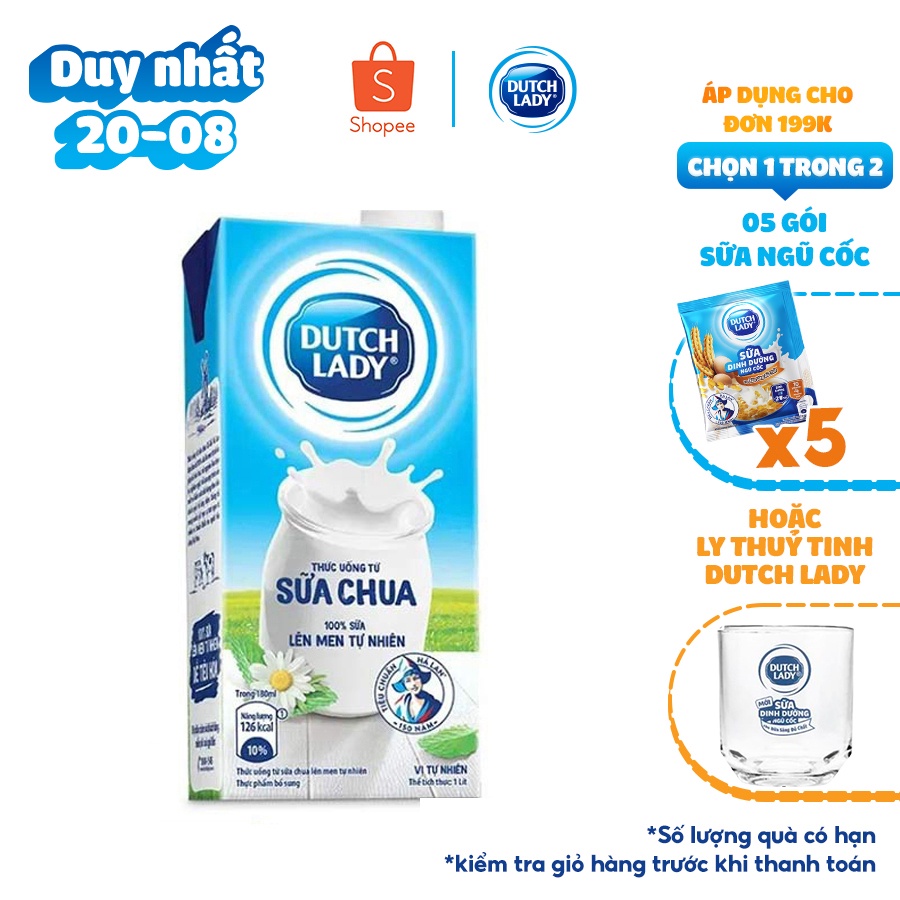 Hộp Sữa Chua Uống Lên Men Tự Nhiên Dutch Lady Vị Tự Nhiên 1L