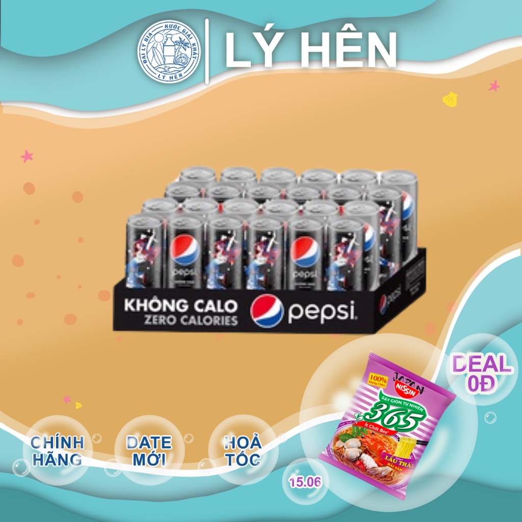 Thùng 24 Lon Nước Ngọt Có Gas Pepsi Cola Không Calo Soft Drink Lon 330ml Date Luôn Mới