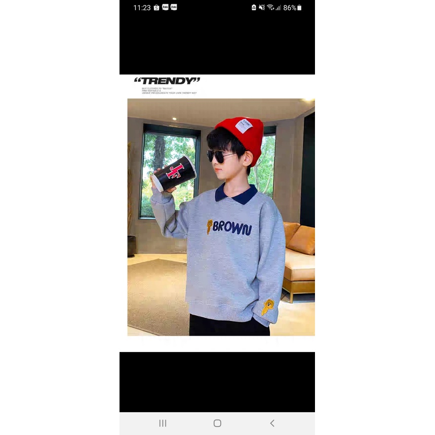 Áo thu đông cho bé trai 14-45kg mẫu BROWN. Hàng may kỹ, thiết kế cá tính.MA96