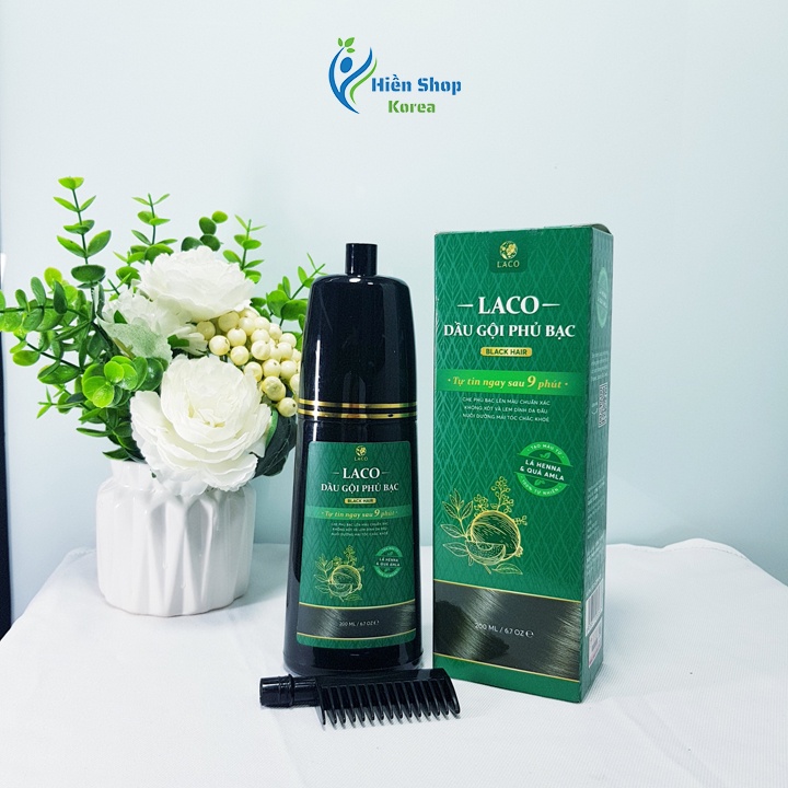 Dầu gội phủ bạc laco black hair làm tóc đen tự nhiên,bóng đẹp và khoẻ tóc sau 9 phút