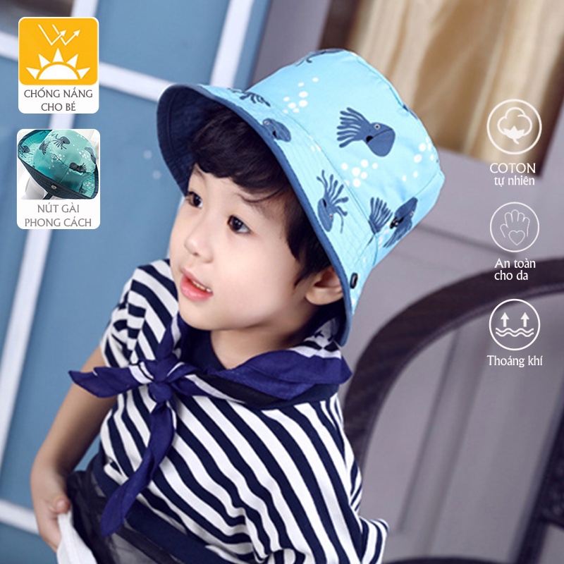 Nón bé trai từ 1-3 tuổi, mũ trẻ em rộng vành thời trang dễ thương hoạt hình phong cách Hàn Quốc HOT