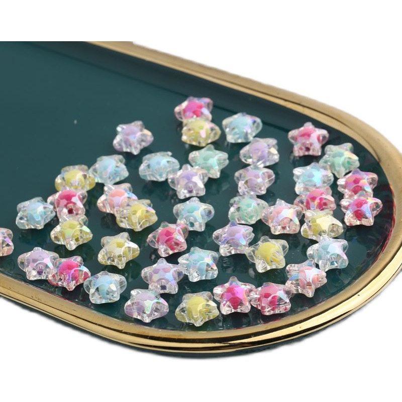 5-20 hạt nhựa ngôi sao, hoa 5 cánh,trái tim, quả bí,hạt nhân bóng 12mm có lổ xỏ làm vòng, trang trí handmade tùy thích