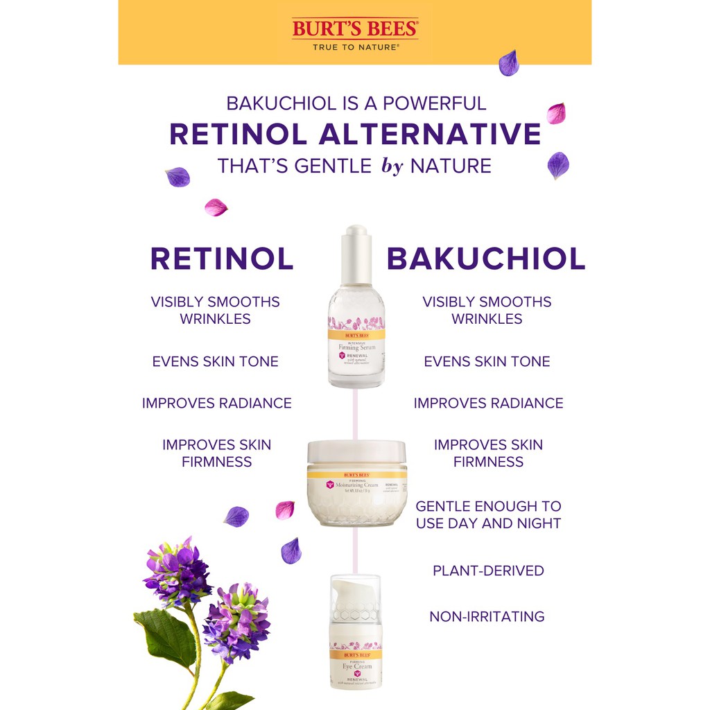 Burt Bee Kem Dưỡng Ẩm Chống Lão Hóa, Mờ Nhăn BURT’S BEES RENEWAL FIRMING MOISTURIZING CREAM Bakuchiol Thay Thế Retinol