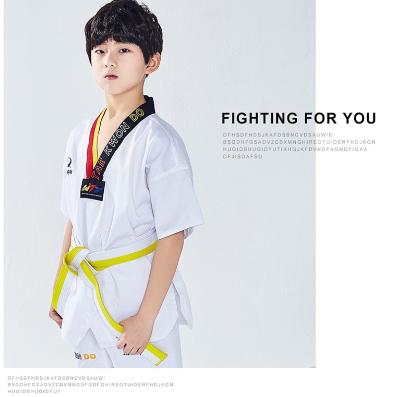GINGPAI Bộ Trang Phục Võ Thuật Taekwondo Gồm Quần Short + Áo Tay Ngắn Mềm Mại Kích Thước 110cm-180cm