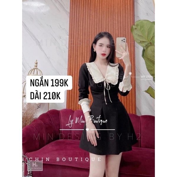 Váy cổ bèo nơ dáng xoè ( ngắn- dài)